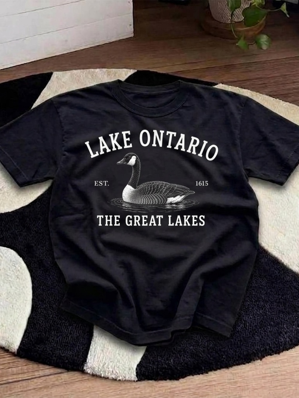 Lake Ontario The Great Lakes Shirt, Canadian Nature Graphic Tee - Black Unisex